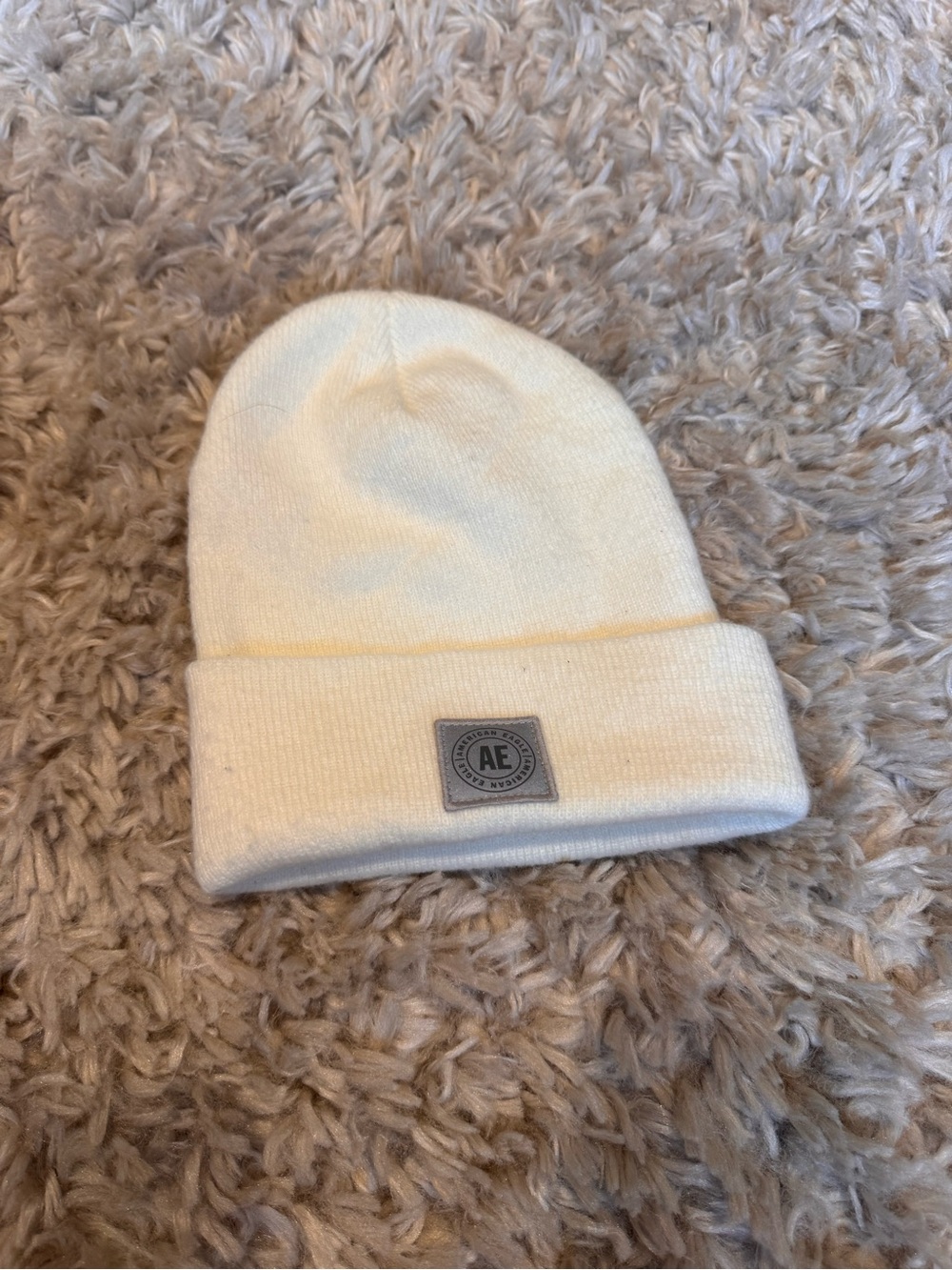 American Eagle Outfitters Cream Beanie Hat - Soft Winter Knit